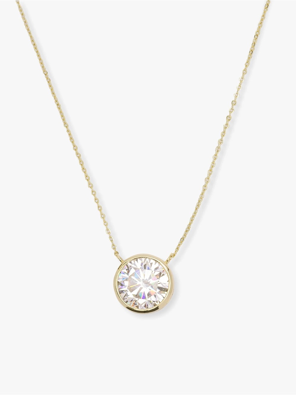 NEW Melinda Maria Gold Simulated Diamond Bezel Pendant Necklace